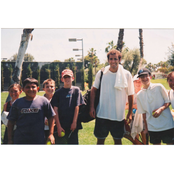 JRS with Pete Samprass at “Mission Hills” family event with Gabe’s students 2003