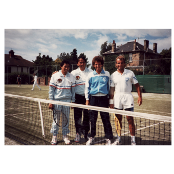 Gabe Harmat and Roni Sender from Israel, before win over no.1 team from Indonesia Glasgo, 1990 world championships